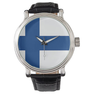 Patriotisk, speciell klocka med Finlands Flagga