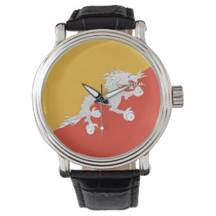 Patriotisk, speciell klocka med Flagga Bhutan