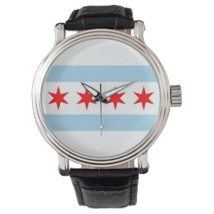 Patriotisk, speciell klocka med Flagga Chicago