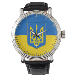 Patriotisk, speciell vakt med Flagga Ukraina Armbandsur