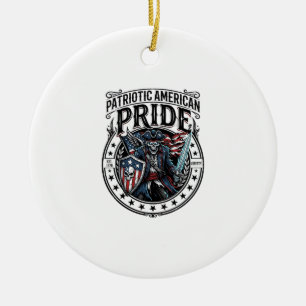 Patriotisk spökpatriot skräckmonster patriot 4 julgransprydnad keramik