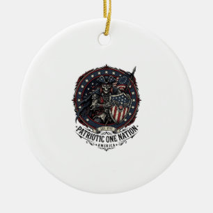 Patriotisk spökpatriot skräckmonster patriot 4 julgransprydnad keramik
