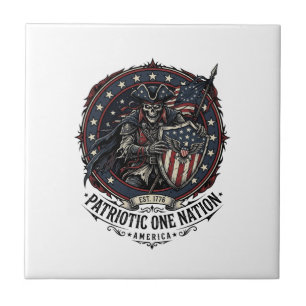 Patriotisk spökpatriot skräckmonster patriot 4 kakelplatta