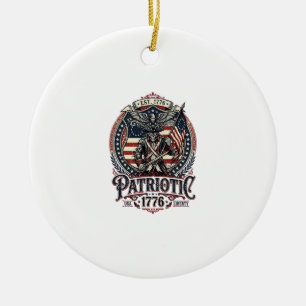 Patriotisk spökpatriot skräckmonster patriot I Julgransprydnad Keramik