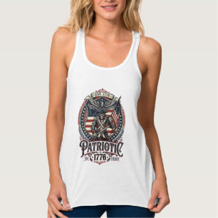 Patriotisk spökpatriot skräckmonster patriot I Linne Med Racerback