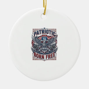 Patriotisk stålvägs väktare Biker Road Frihet P Julgransprydnad Keramik