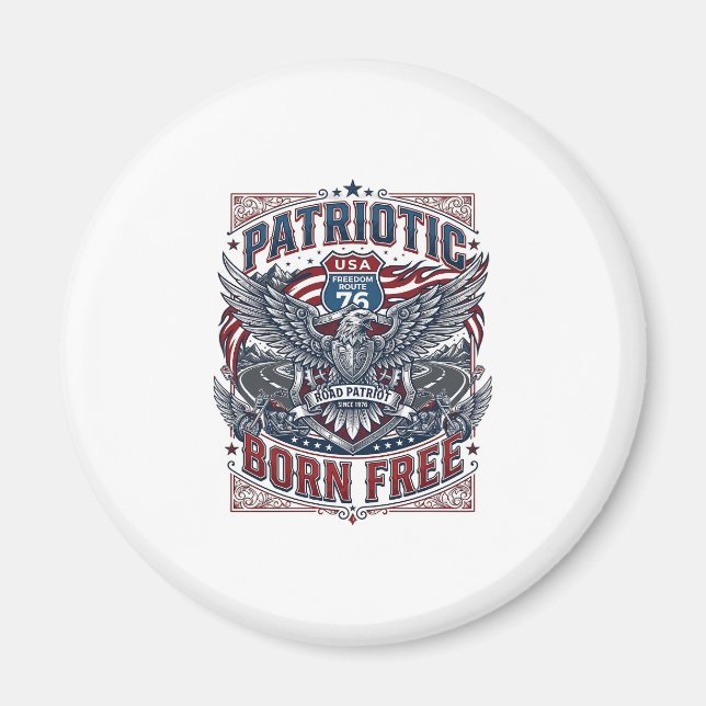 Patriotisk stålvägs väktare Biker Road Frihet P Magnet (Framsidan)