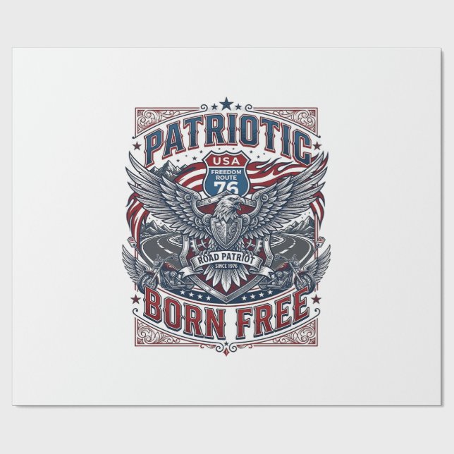 Patriotisk stålvägs väktare Biker Road Frihet P Presentpapper (Platt)