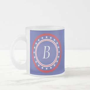 Patriotisk stars och stripes - med monogramen frostad glasmugg