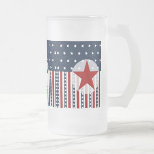 Patriotisk stars och stripesamerikanska frostat ölglas