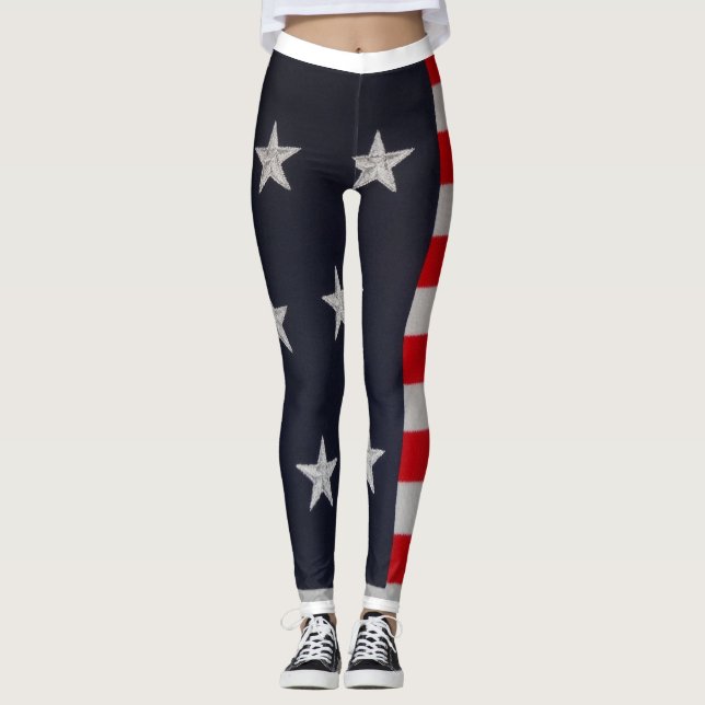 Patriotisk stars och stripesdamasker leggings (Framsida)