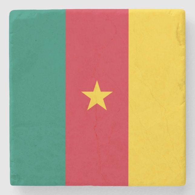 Patriotisk sten underlägg med Flagga Kamerun (Framsidan)