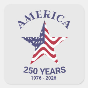 Patriotisk stjärna 250 år Amerikansk flagg dekal Fyrkantigt Klistermärke