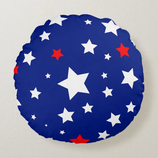 Patriotisk stjärna rund kudde (Framsidan)