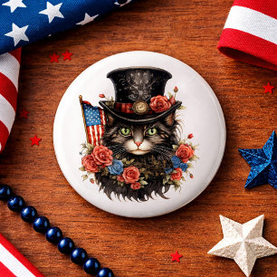 Patriotisk stjärnspäckad katt knapp