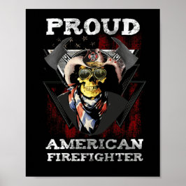 Patriotisk stolthet över Firefighter American Flag Poster