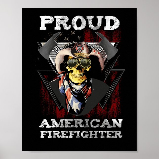 Patriotisk stolthet över Firefighter American Flag Poster (Framsidan)