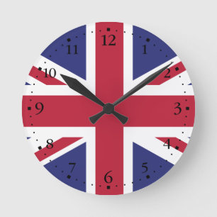 Patriotisk Storbritannien-flagga Rund Klocka