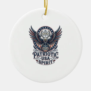 Patriotisk stridshök Patriotisk örn & hök Ameri Julgransprydnad Keramik
