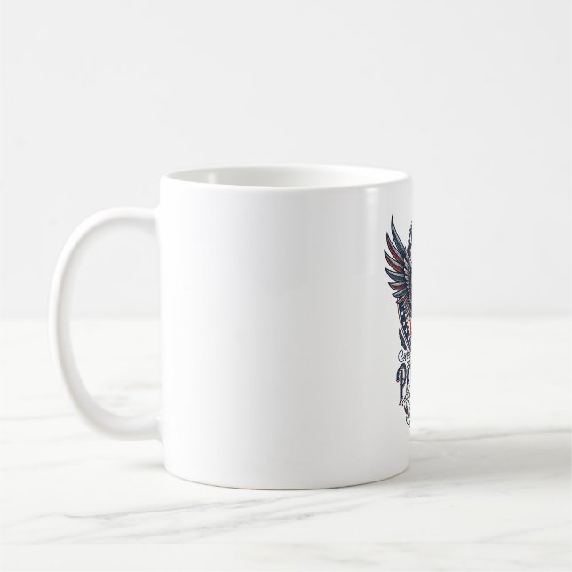 Patriotisk stridshök Patriotisk örn & hök Ameri Kaffemugg (Vänster)