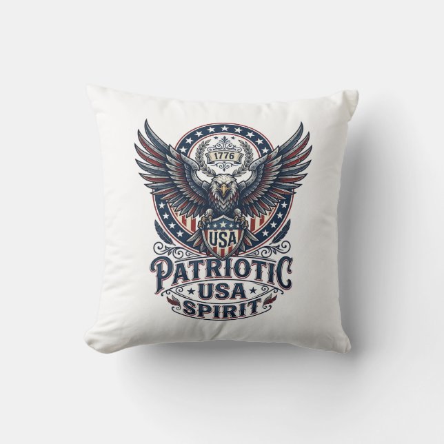 Patriotisk stridshök Patriotisk örn & hök Ameri Kudde (Framsida)
