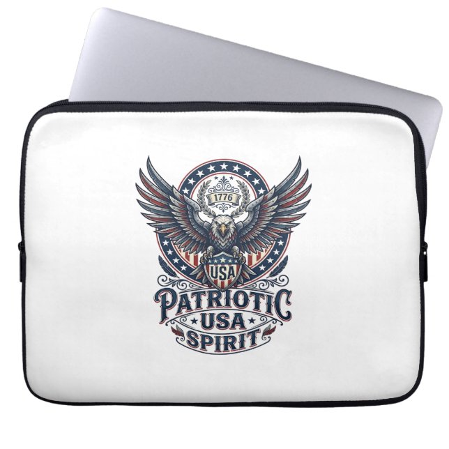 Patriotisk stridshök Patriotisk örn & hök Ameri Laptop Fodral (Framsidan)