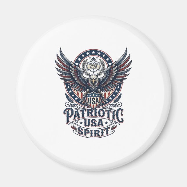 Patriotisk stridshök Patriotisk örn & hök Ameri Magnet (Framsidan)