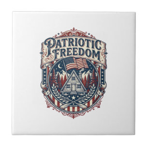 Patriotisk stughelg Vector Graphic T-shirt_1 Kakelplatta