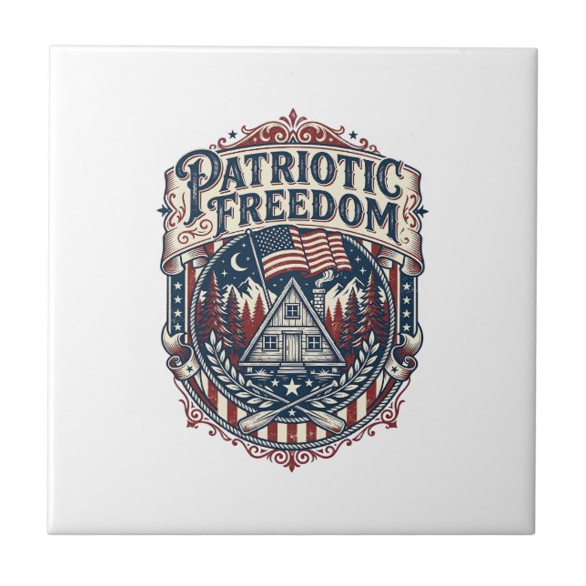 Patriotisk stughelg Vector Graphic T-shirt_1 Kakelplatta (Framsidan)