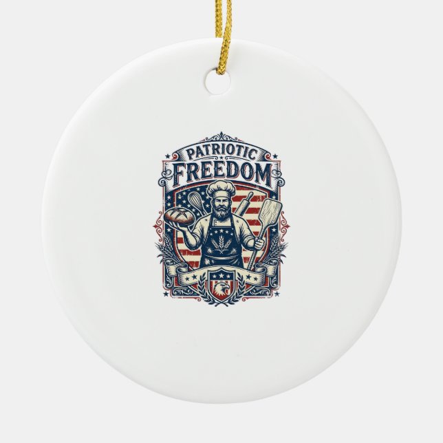Patriotisk surdegsbagare julgransprydnad keramik (Framsidan)