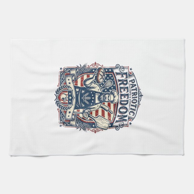 Patriotisk surdegsbagare kökshandduk (Horisontell)