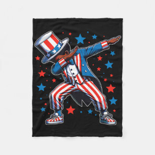 Patriotisk Svart Dabbig Pojke 4:e Juli Amerikansk  Fleecefilt