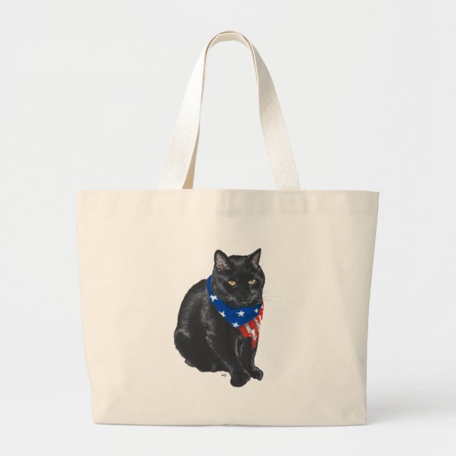 Patriotisk svart katt jumbo tygkasse (Framsidan)