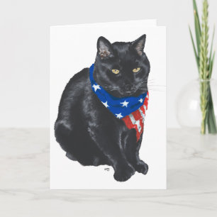 Patriotisk svart katt kort