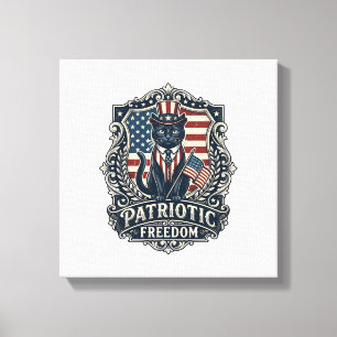 Patriotisk svart katt vektor grafisk t-shirt (2)_1 canvastryck