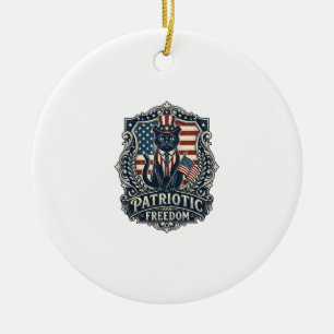 Patriotisk svart katt vektor grafisk t-shirt (2)_1 julgransprydnad keramik