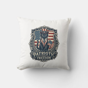 Patriotisk svart katt vektor grafisk t-shirt (2)_1 kudde