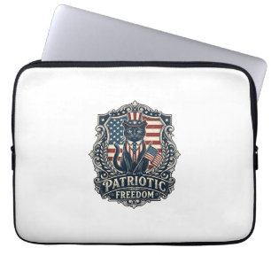 Patriotisk svart katt vektor grafisk t-shirt (2)_1 laptop fodral