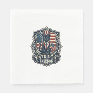 Patriotisk svart katt vektor grafisk t-shirt (2)_1 pappersservett
