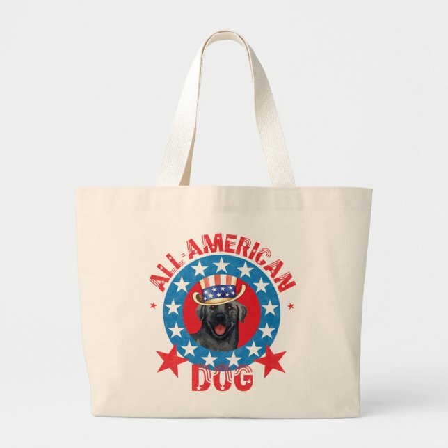 Patriotisk Svart lab Jumbo Tygkasse (Framsidan)