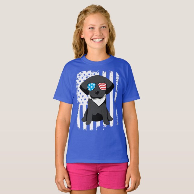 Patriotisk svart Labrador hund T Shirt (Hel framsida)