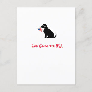 Patriotisk svart labrador silhuett amerikansk flag vykort