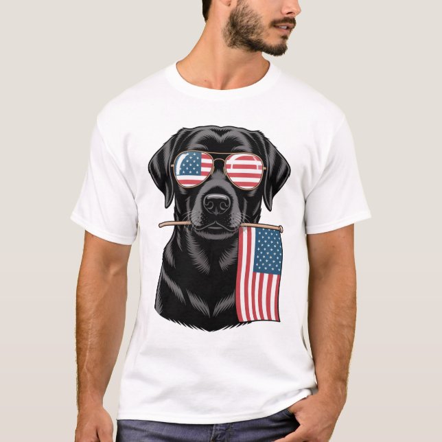 Patriotisk svart labrador t shirt (Framsida)