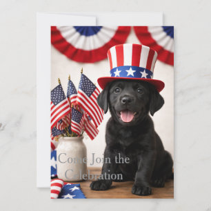 Patriotisk svart labrador-valp inbjudan
