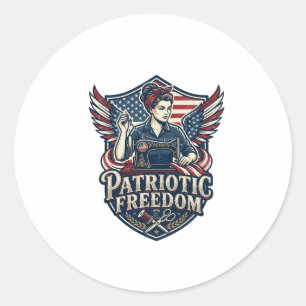 Patriotisk Sy Mom Vektorgrafik T-shirt_1 Runt Klistermärke