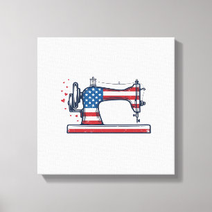 Patriotisk symaskin Vintage gravyr vektor_ Canvastryck