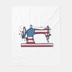 Patriotisk symaskin Vintage gravyr vektor_ Fleecefilt