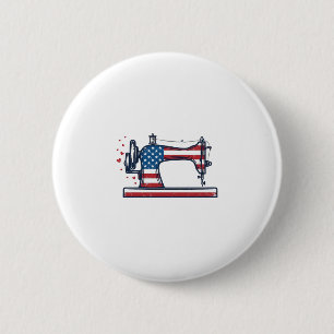 Patriotisk symaskin Vintage gravyr vektor_ Knapp