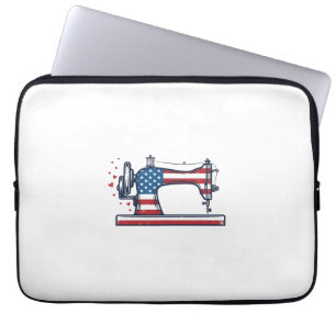 Patriotisk symaskin Vintage gravyr vektor_ Laptop Fodral