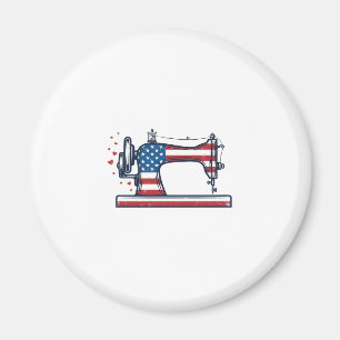 Patriotisk symaskin Vintage gravyr vektor_ Magnet